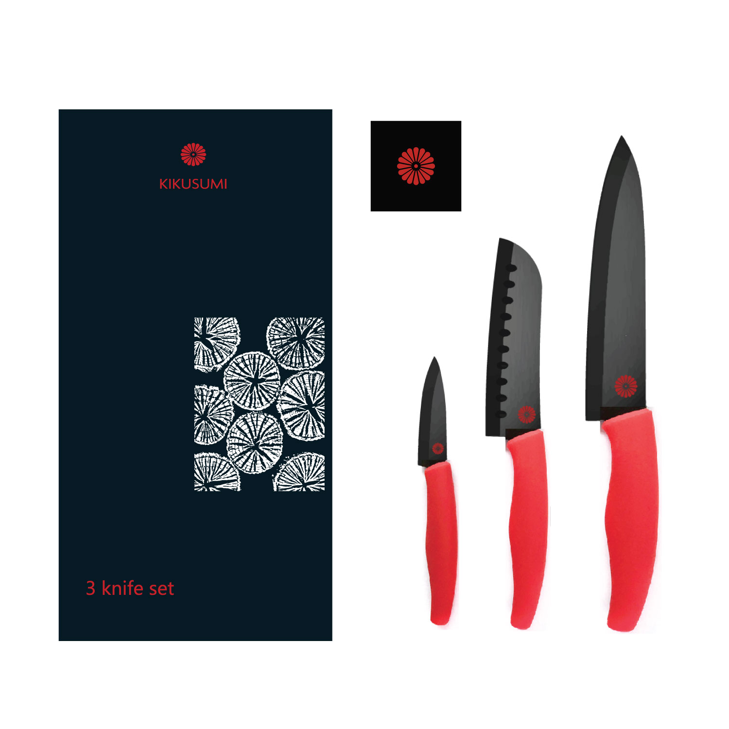 cheap ceramic kitchen knives set red