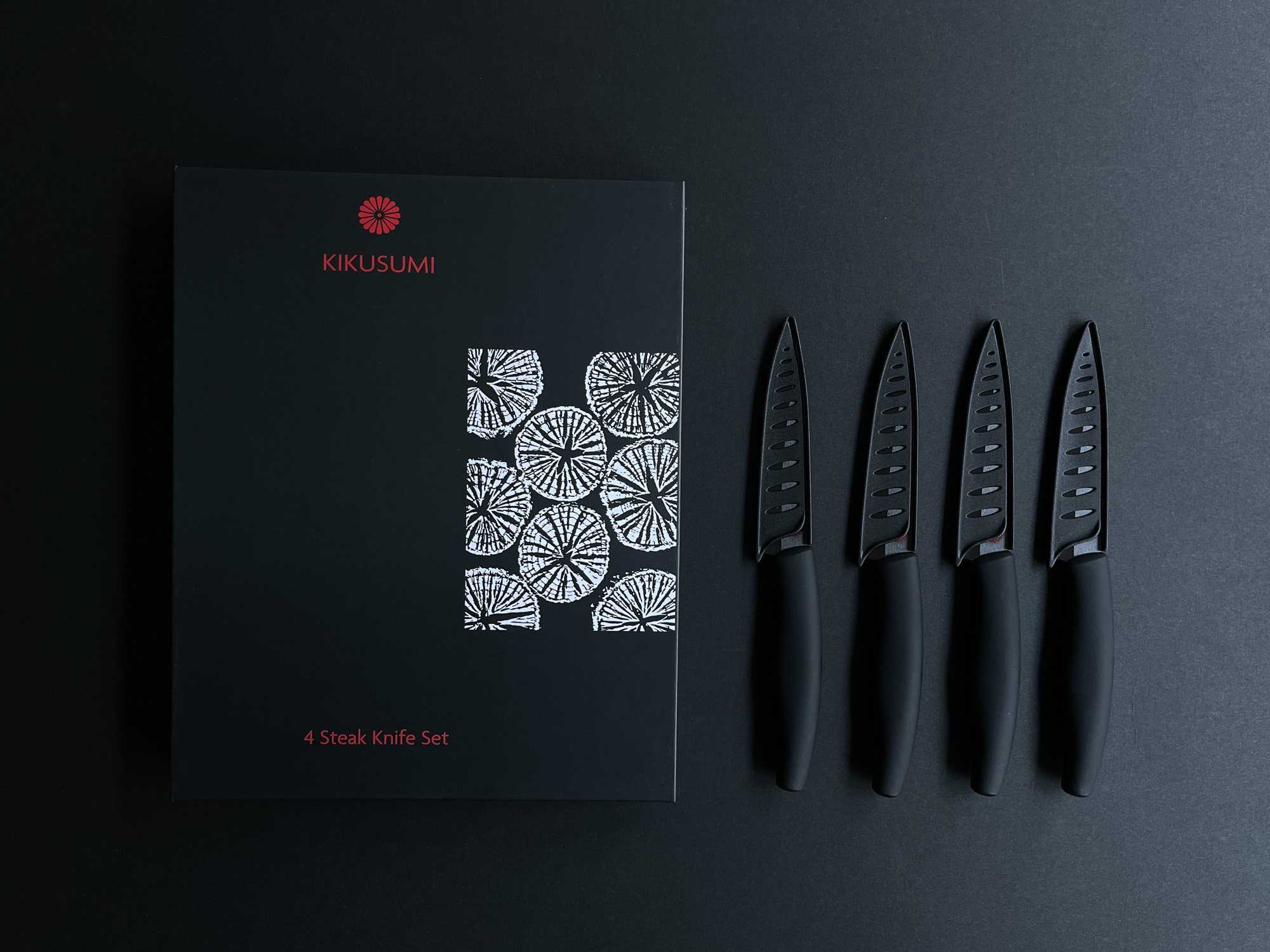 Kikusumi Black Ceramic Collection 8 Piece Steak Knife Set + 8