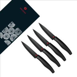 Lot-4 ZX Kitchen black ceramic blade steak knives