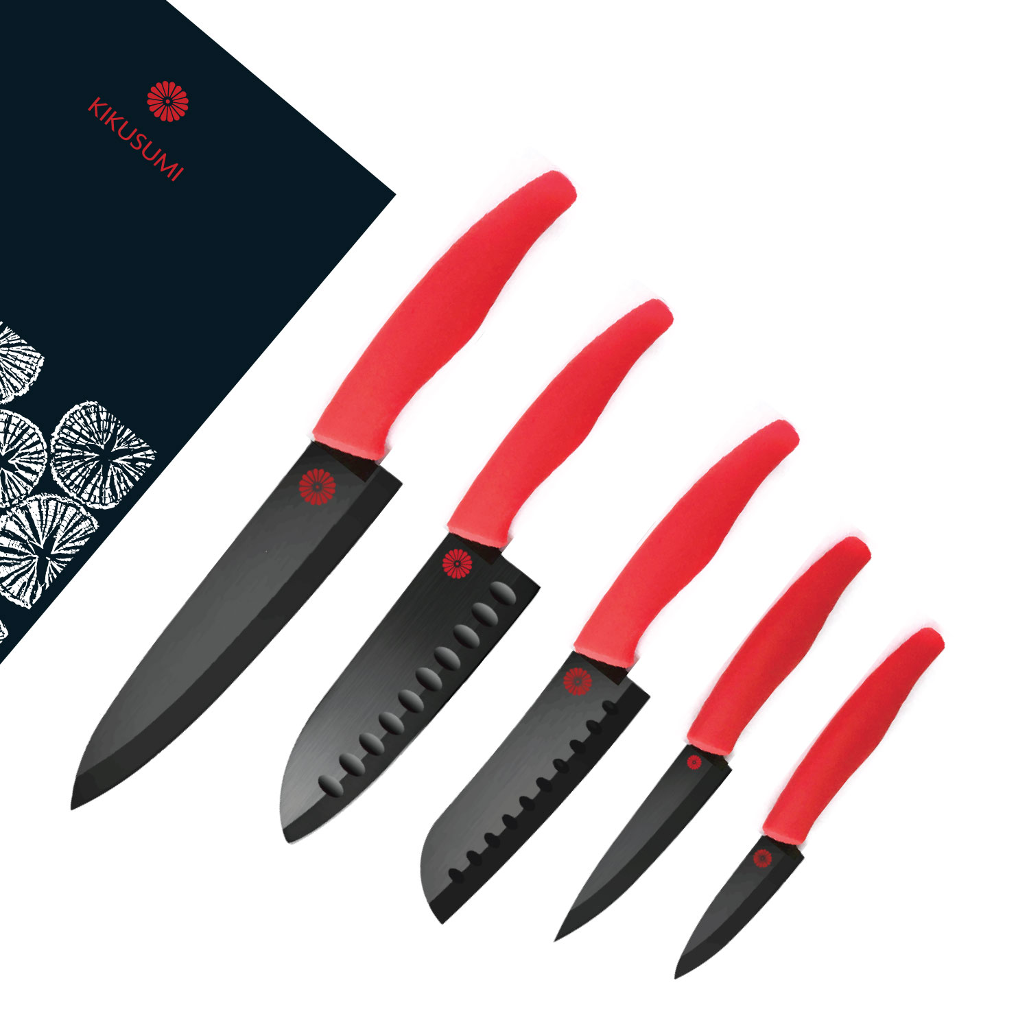 Kikusumi Black Ceramic Collection 6 Piece Chef Knife Gift Set