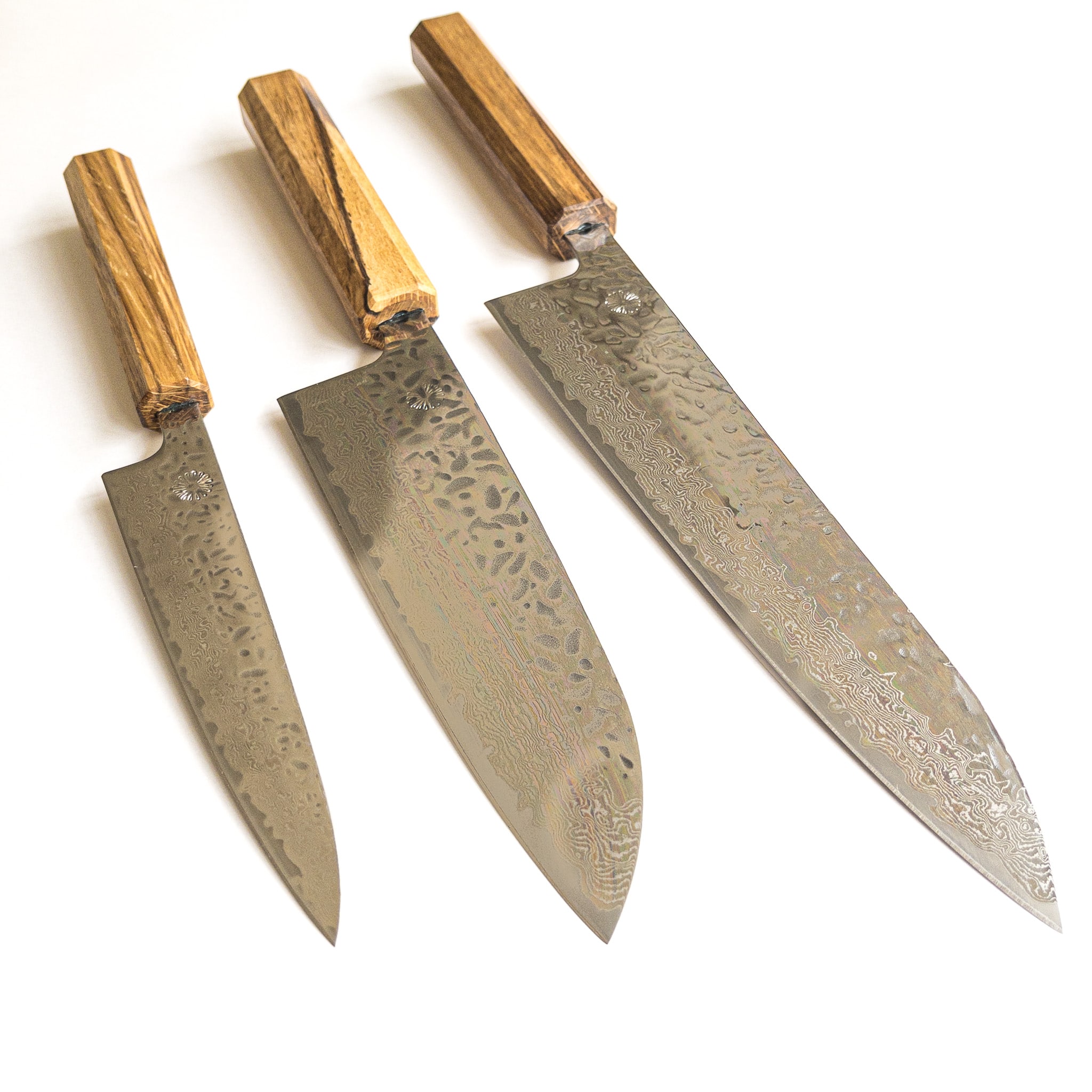 Kikusumi KATURA Kashi 3 Knife Set – Damascus Steel Knife Tsuchime