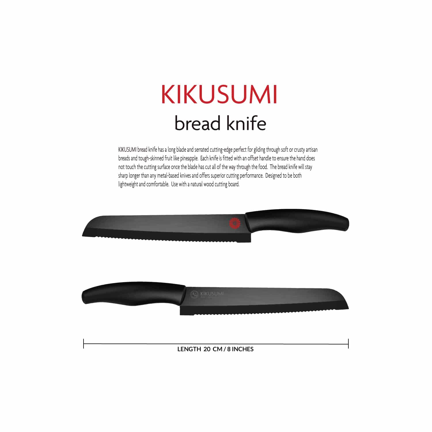 Kikusumi Black Ceramic Collection 4 Piece Steak Knife Set + 4