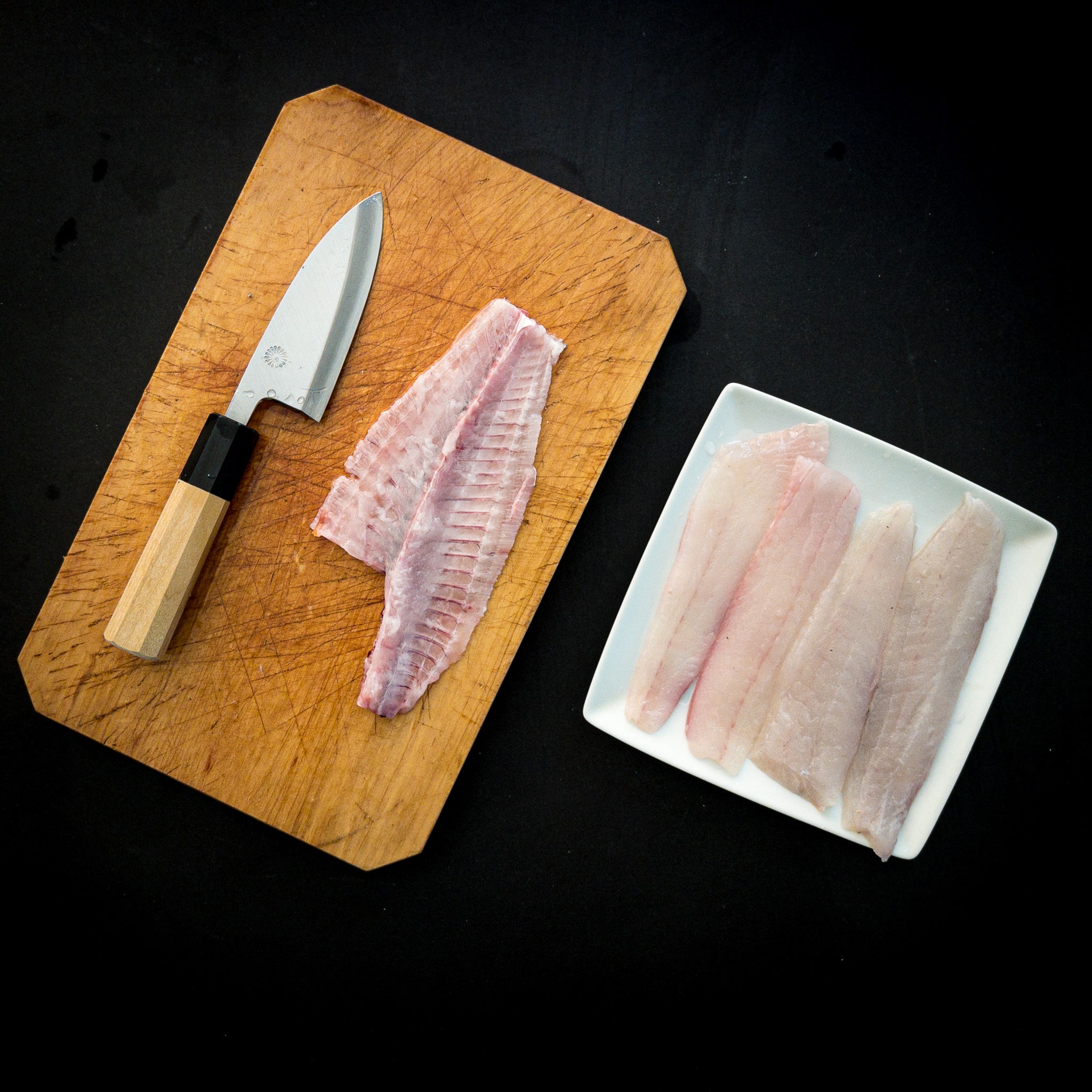 GHOST Small Fish Knife Set 4” Mini Deba + Small Fish Scaler Tool +